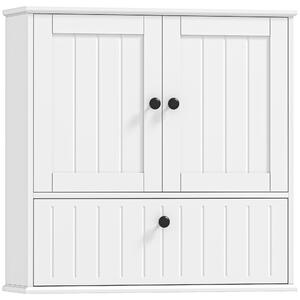 HOMCOM Mobile Bagno da Parete con 3 Ante, Ripiano Regolabile, per Soggiorno e Ingresso, 60x19.5x60 cm, Bianco | Aosom Italy