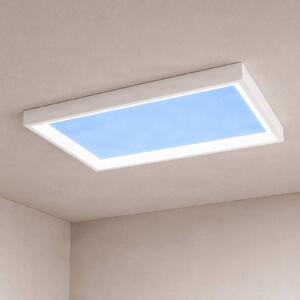 Plafoniera Lucande Sky con effetto luce bianca fredda, 90x60 Lucande, dimmerabile, Blu, Soggiorno / Sala da pranzo, Plastica, Moderno, Pannello LED