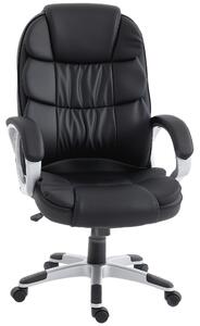 HOMCOM Sedia Ufficio Ergonomica Girevole in Pelle PU, Funzione Dondolo, Altezza Regolabile, Capacità 120kg, Nero | Aosom Italy