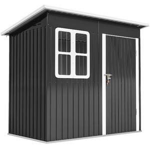 Outsunny Casetta da Giardino con Finestra e Prese d'Aria, Capanno porta attrezzi in Acciaio con Porta e Blocco, 2.2x1.3 m, Grigio | Aosom Italy