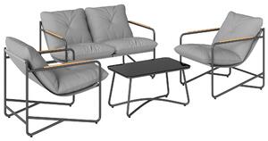Outsunny Set Giardino 4 Posti con Cuscini Spessi, Salotto Metallo, Grigio Chiaro | Aosom Italy