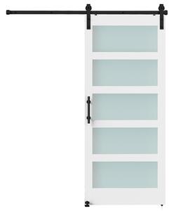HOMCOM Porta Scorrevole con Kit e Pannelli in Vetro per Bagno, 91.4x213.4 cm, Bianco | Aosom Italy