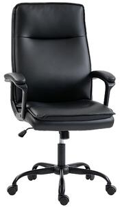 HOMCOM Sedia Ufficio Girevole in Pelle PU, Funzione Dondolo, Schienale Alto, Altezza Regolabile, Capacità 120kg, Nero | Aosom Italy