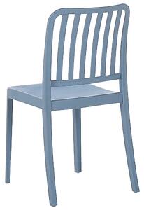 Set di 2 sedie da giardino in plastica blu impilabili leggere per interni ed esterni resistenti agli agenti atmosferici Beliani