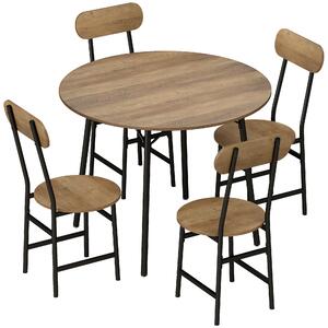 HOMCOM Set pranzo 5 pezzi: tavolo e 4 sedie, gambe metallo, finitura naturale. | Aosom Italy