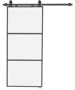 HOMCOM Porta scorrevole esterna muro in vetro satinato con soft-close, 91.4x203.2 cm | Aosom Italy