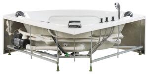 Vasca Idromassaggio Angolare Bianco Sanitario Acrilico con Luci LED 10 Getti Massaggio 140 x 140 cm Stile Moderno Beliani
