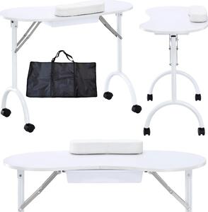 Scrivania tavolino cosmetico pieghevole per manicure mobile bianco