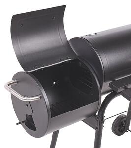 Griglia per barbecue a carbonella in acciaio Nero con coperchio con ruote Griglia di cottura con ripiano affumicatore sfalsato Beliani