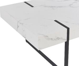Tavolino Bianco con MDF Nero Metallo 100 x 60 cm Gambe da Tavolo Effetto Marmo Rettangolare Stile Moderno Beliani