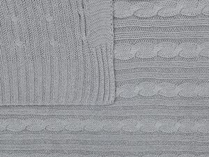 Coperta plaid in cotone grigio 110 x 180 cm Copriletto stile Boho Beliani