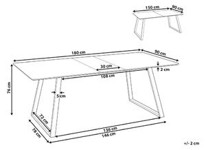 Tavolo Da Pranzo Allungabile Gambe In Metallo Nero 150/180 x 90 cm Meccanismo Tradizionale Design Moderno Beliani