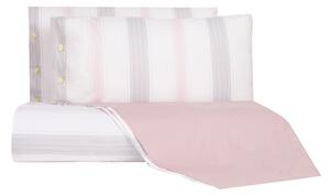Copripiumino Con Federe In Percalle Regimental Singolo - 155X255 + 1 Federa 50x80 Bellora Geometrico Rosa Caleffi
