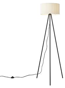 Lampada da terra moderna a treppiede bianca con paralume in velluto - Luz