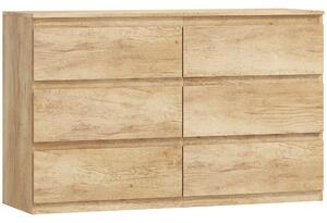 HOMCOM Cassettiera con 6 Cassetti, Mobile Contenitore Minimalista senza Maniglie, 120x39x75 cm, Rovere | Aosom Italy