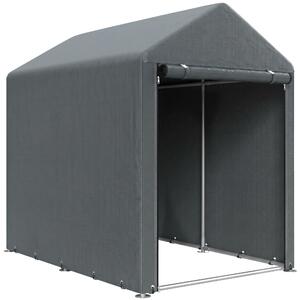 Outsunny Capanno Attrezzi anti UV con Ingresso a Zip, in Acciaio Zincato e Tessuto PE,120x179x165 cm, Grigio Scuro