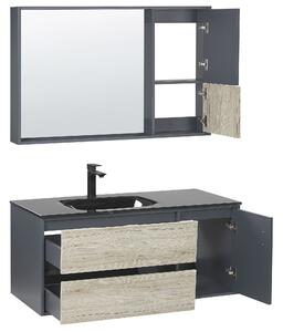 Set di 4 mobili da bagno in MDF grigio 100 cm mobiletto in ceramica con specchio Beliani