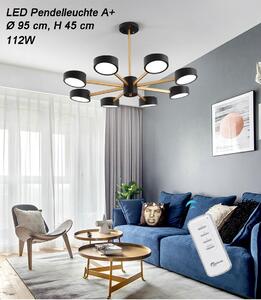 Plafoniera LED 9013D-8-B Nero con telecomando Colore della luce regolabile Paralume in acrilico A+ Luce LED per soggiorno