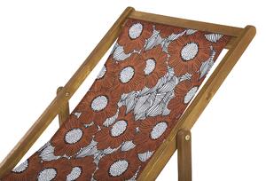Set di 2 sedie a sdraio da giardino con struttura in legno di acacia chiaro motivo papaveri in tessuto amaca sedile reclinabile pieghevole Tele di Sostituzione Beliani