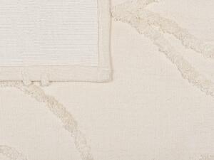 Coperta in cotone beige 130 x 160 cm motivo floreale in rilievo lavorato a maglia copriletto stile boho soggiorno camera da letto pezzo Beliani
