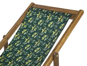 Set di 2 sedie a sdraio da giardino con struttura in legno di acacia chiaro motivo ulivi in tessuto amaca sedile reclinabile pieghevole Tele di Sostituzione Beliani