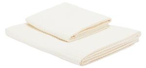 Asciugamano Con Ospite In Nido D'ape Ape 40X60+60X100 Bellora Continuat. Tinta Unita Panna Caleffi