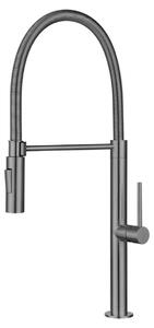 Miscelatore da cucina Pure.Sink Luxion Gun Metal, professionale, con erogatore flessibile e 2 tipi di getto, modello PLXFLEX-61
