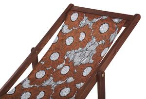 Set di 2 sedie a sdraio da giardino con struttura in legno di acacia scuro motivo papaveri in tessuto amaca sedile reclinabile pieghevole Tele di Sostituzione Beliani