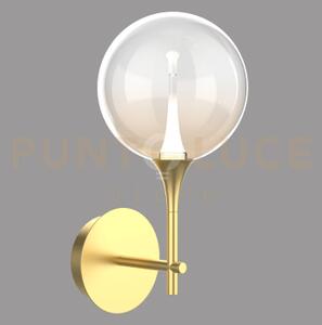Applique a parete bolla, metallo oro + paralume in vetro ambra, le