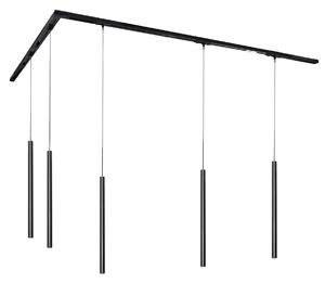 Sistema di illuminazione a binario moderno con 5 luci a sospensione nero 1 fase - Iconic Frini