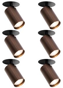 Set di 6 faretti da incasso moderni bronzo scuro GU10 50mm - Chels