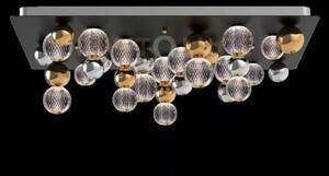 Brillante plafoniera con piastra di rivestimento nera, sfere oro lu