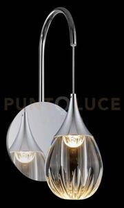 Lampada da parete stilla, acrilico trasparente, struttura cromata, 