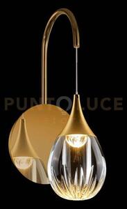 Lampada da parete stilla, acrilico trasparente, struttura oro satin