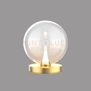 Lampada da tavolo bolla, metallo oro + vetro ambra, led 4,5w 336 l