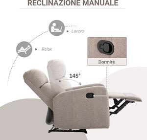 HOMCOM Poltrona Relax Reclinabile fino a 168° con Poggiapiedi, 66x83x107 cm, Grigia