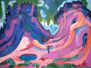 Stampa artistica The Amselfluh Pink Purple Landscape - Ernst Ludwig Kirchner, (40 x 30 cm)