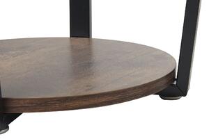 Tavolino in legno scuro con gambe in metallo MDF Nero Scaffale da soggiorno rotondo industriale da 50 cm Beliani