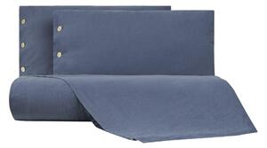 Copripiumino Con Federe In Misto Lino Violino 55x55 Bellora Continuat. Tinta Unita Blu Caleffi