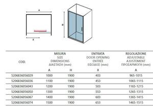 Porta Doccia H190 Scorrevole Trasparente 6mm Anti Calcare - Karag Flora 500 - 100 cm
