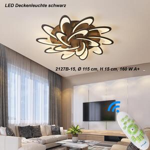 Plafoniera LED 2127Black-15 Ø 115 160 W con telecomando Colore della luce/luminosità regolabile Paralume acrilico struttura in metallo laccato nero