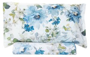 Copripiumino Con Federe In Percalle Scented-blossom Matrimoniale - 255X255 + 2 Federe50X80 Emporium Floreale Blu Caleffi