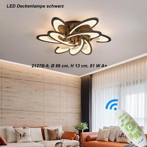 Lampada da soffitto LED Eurotondisplay, modello 2127Black-9, diametro 86 cm, 81 W, con telecomando. Colore e intensità della luce regolabili. Schermo in acrilico, struttura in metallo verniciata di nero