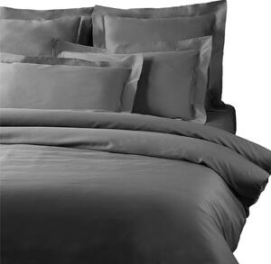 Copripiumino Con Federe In Raso Di Cotone Precious Sateen Matrimoniale - 255X255 + 2 Federe50X80 Mirabello Brera Tinta Unita Fumo Caleffi