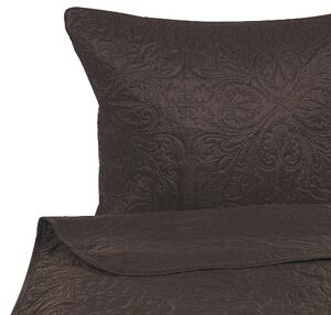 Set copriletto e cuscini in tessuto poliestere marrone 220 x 240 cm motivo goffrato copriletto decorativo design classico camera da letto Beliani