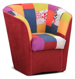 Poltrona Ketty In Tessuto Patchwork - Imbottita, Con Braccioli E Piedi In Legno - Foto 2