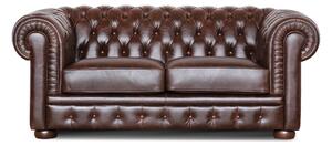 Divano Chesterfield pelle fiore testa di moro
