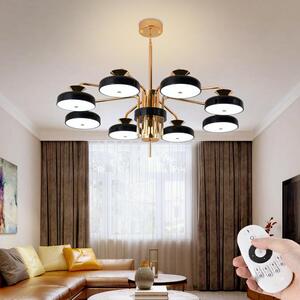Plafoniera LED XW816-8H con telecomando Colore della luce/luminosità regolabile Paralume in acrilico struttura in metallo laccato nero/oro