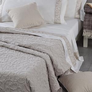 Copriletto Non Trapuntato In Raso Jacquard San-marco Matrimoniale - 260X260 Mirabello Brera Tinta Unita Beige Caleffi