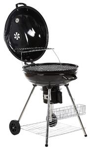 Bollitore per barbecue a carbonella in acciaio Nero con coperchio con ruote per griglia da cucina con termometro Beliani